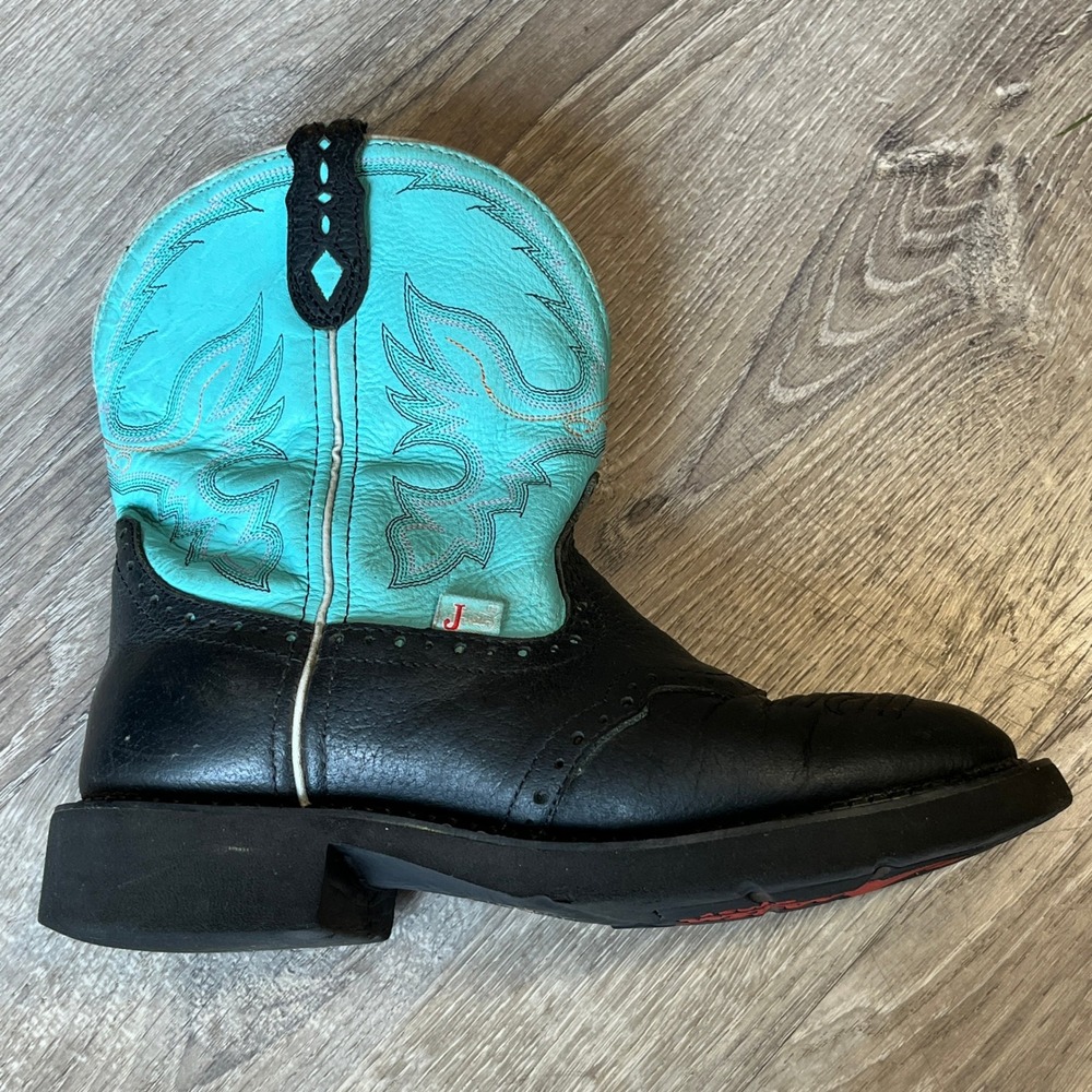 Justin Gypsy Womens Black Turquoise Leather Western Cowgirl Boots L9905 Size 9B